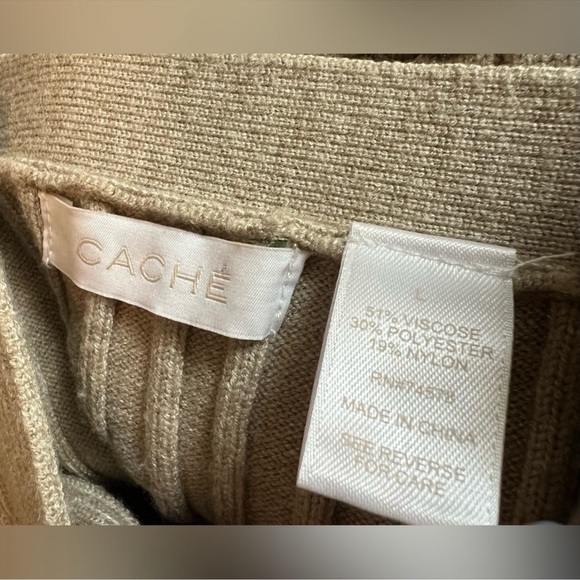 Cache Tan Ribbed Knit Tank Top Large - Picture 3 of 3
